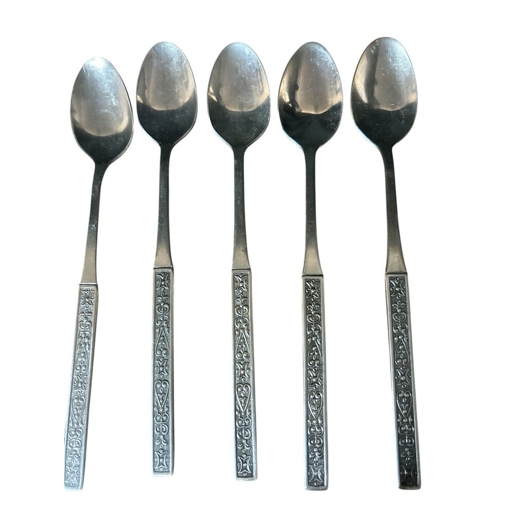 Orleans Stainless Steel Flatware Pattern ORL59 Scrolls Black Accent Vtg 34 Piece - Picture 6 of 14